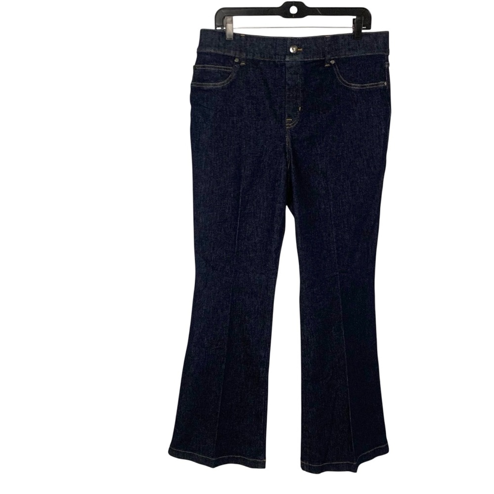 NWT SPANX XL Raw Indigo Wash Flare Leg Pull On Casual Denim Jeans